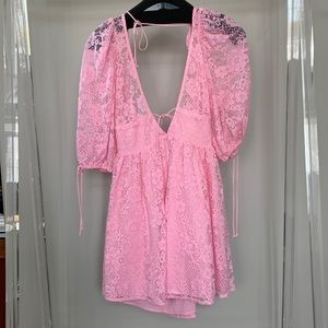 For Love & Lemons Serena Lace Backless Mini Dress